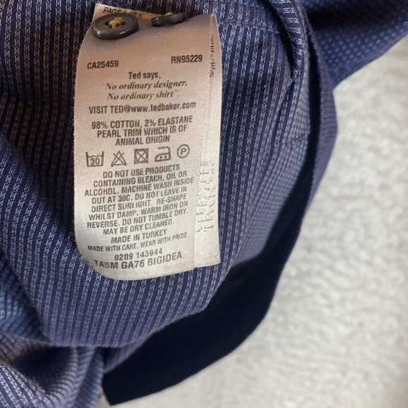 Ted Baker Shirt Men's 5 Purple Blue Cotton Stretch Collared Classic Button-Up - Picture 7 of 9